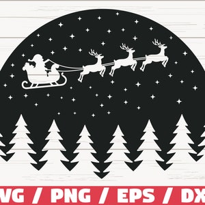 Kerstscène met Santa SVG/Cut-bestand/Cricut/commercieel gebruik/silhouet/DXF-bestand/Kerstdecoratie/Kerstmis Svg/Winter
