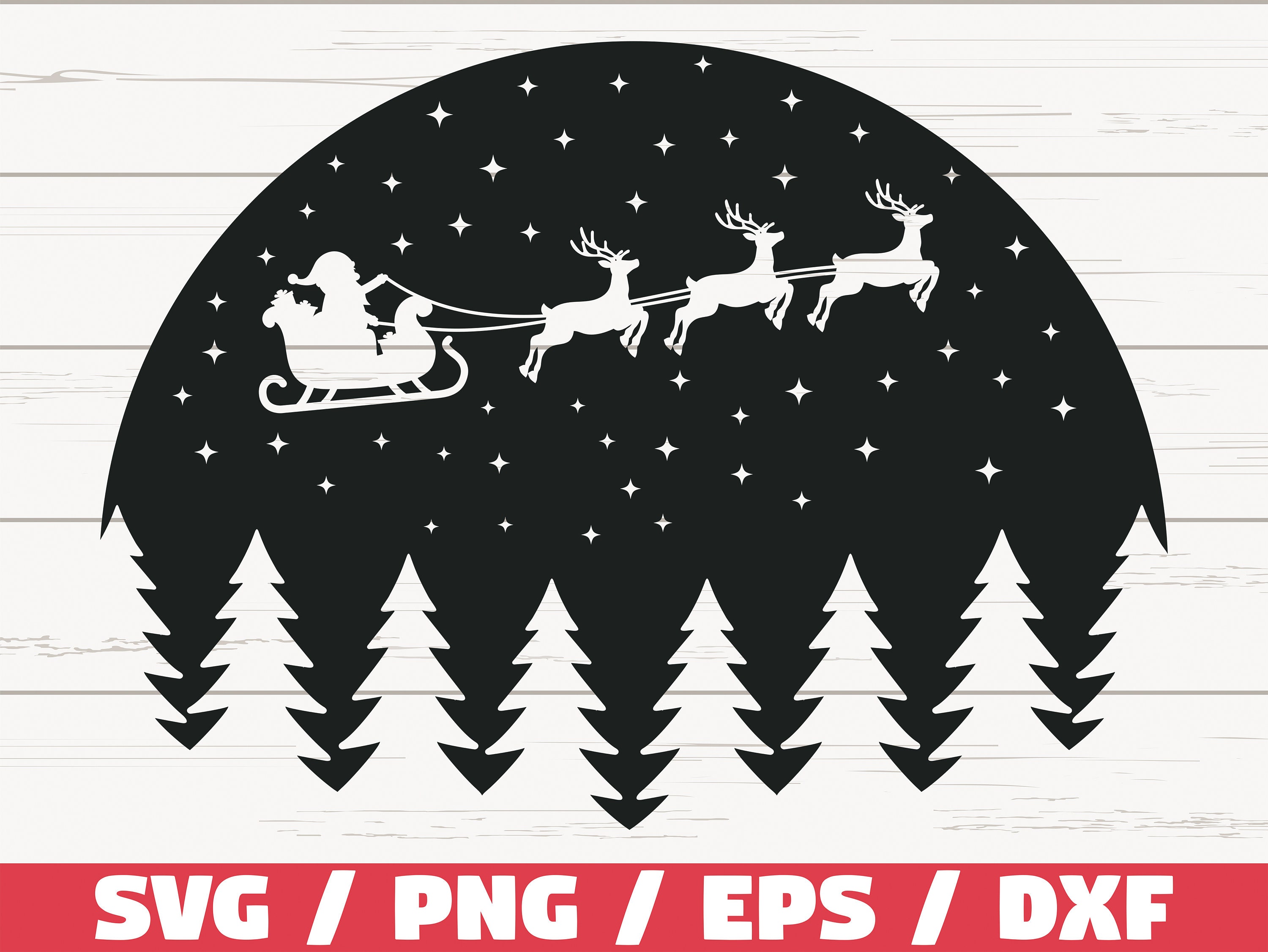 Christmas Scene With Santa SVG / Cut File / Cricut / | Etsy