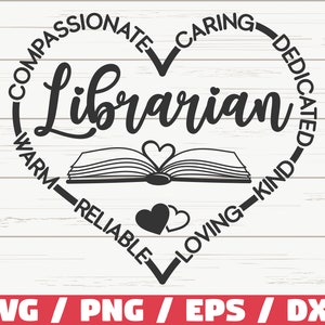 Bibliothécaire SVG / bibliothécaire scolaire SVG / fichier de coupe / Cricut / clipart / usage commercial / lecture SVG / citation de livre / amateur de livres