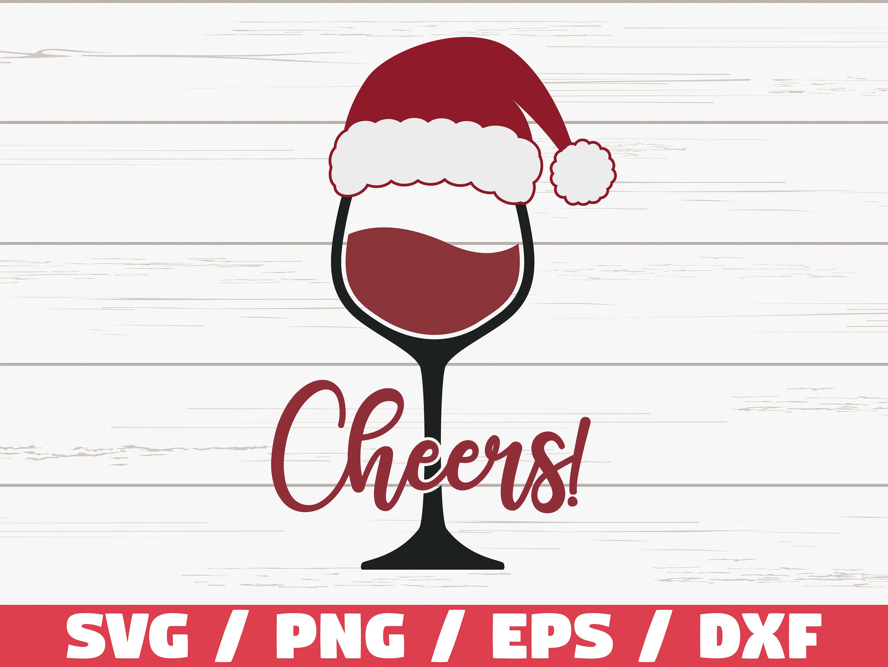 Cheers Wine Glass SVG / Santa Hat SVG / Christmas SVG / Cut  Etsy