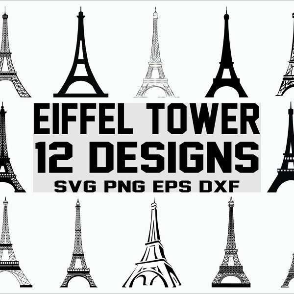 Eiffel Tower SVG/ Paris SVG/ landmark SVG/ Travel svg/ Clipart/ Stencil/ Cut File/ Cricut/ Silhouette/ Vector