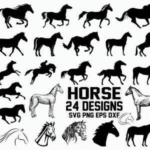Horses SVG / Horse Clipart / Cricut / Cut Files / Printable / Silhouette / Vector / Dxf
