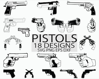 Pistola svg / arma svg / pistola svg / revolver svg / doppia pistola svg / clipart / decalcomania / stencil / vinile / sagoma / tagliare file /