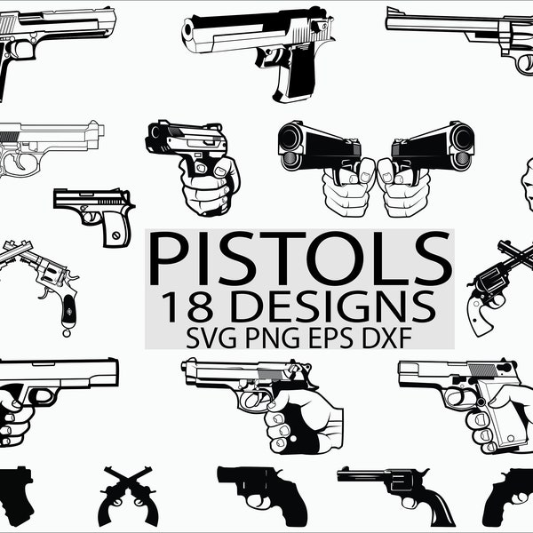 Svg pistool / wapen svg / svg pistool / revolver svg / double pistool svg / clipart / decal / stencil / vinyl / silhouet / gesneden bestand /