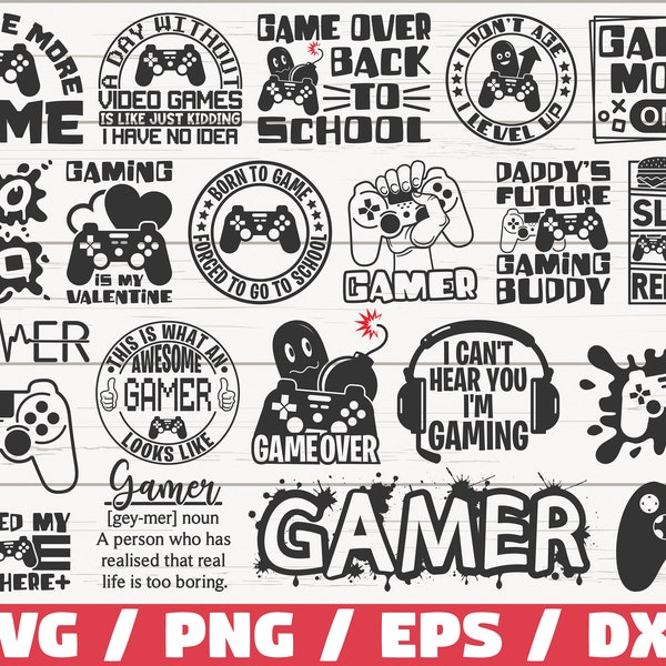 Gaming SVG bundel/grappige gamer SVG/cut-bestand/Cricut/clip art/commercieel gebruik/videogames SVG/gamer gezegden citaten