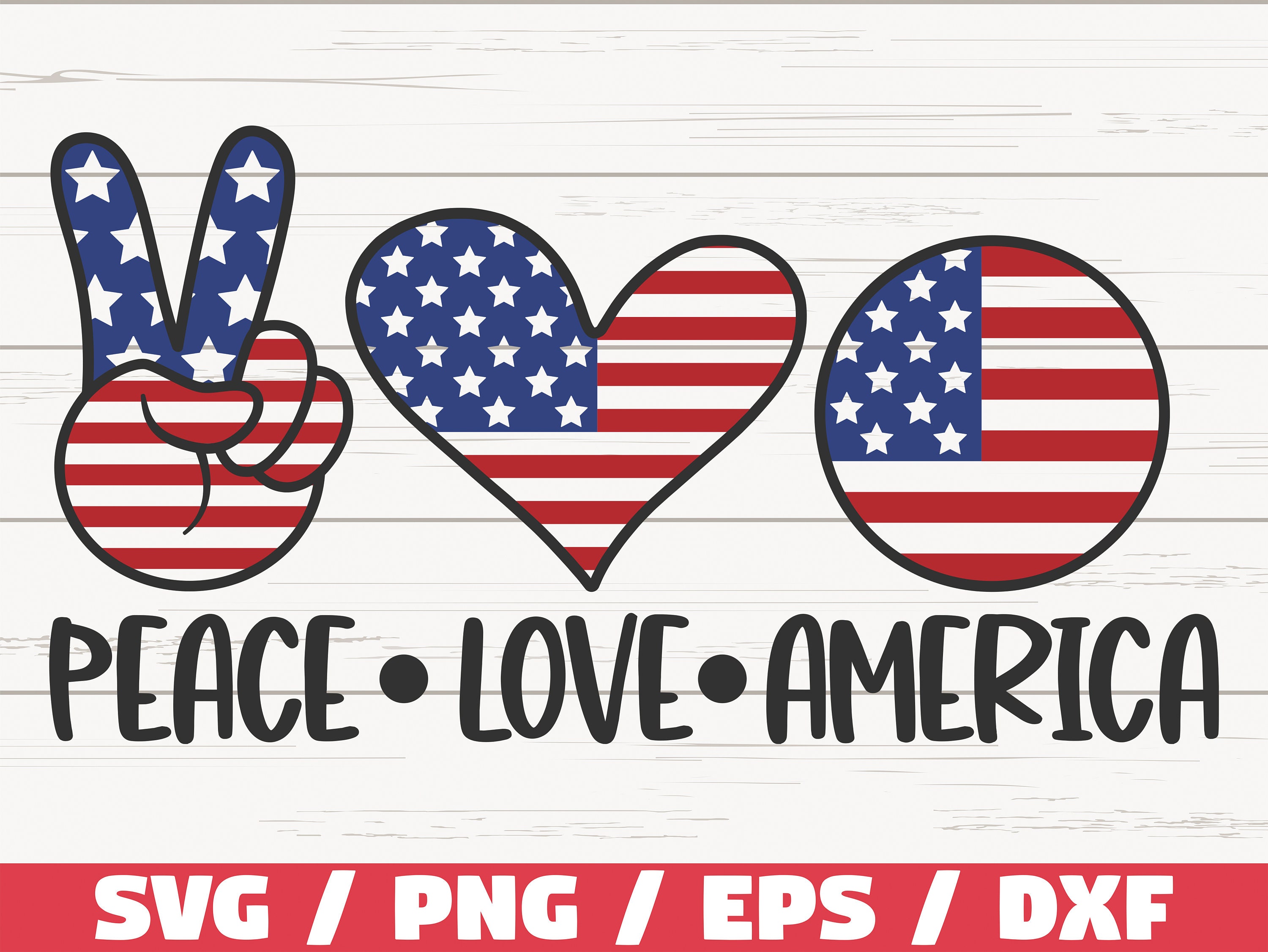Download Peace Love America SVG / America SVG / Cut File / Clip art / | Etsy