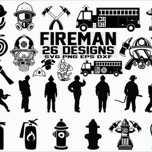 Fireman SVG/ Firefighter SVG/ Extinguisher SVG/ Clipart/ Cut Files/ Cricut/ Silhouette/ Vector