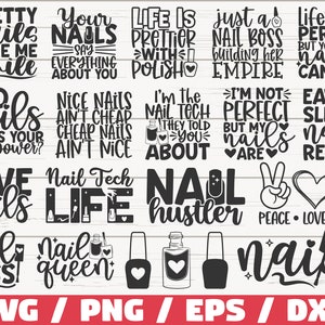 Nail Tech SVG bundel/bestanden knippen/illustraties/commercieel gebruik/Instant Download/Nail Artist SVG/nagellak SVG