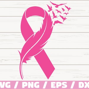 Feder Rosa Band SVG / Schnittdatei / Cricut / Kommerzielle Nutzung / Silhouette / ClipArt / Vektor / Bewusstseinsband SVG / Brustkrebs SVG