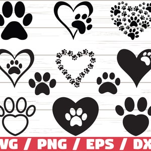 Paw Print SVG/EPS/Png 300ppi/Dxf/Paw Print Vector/Paw Print Clipart/hond SVG/dierlijke SVG/SVG-bestanden voor Cricut/silhouet