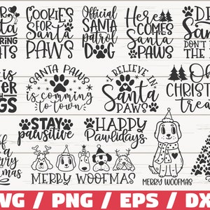 Paquete SVG de perro de Navidad / Perro de Navidad SVG / Archivo de corte / Uso comercial / Silueta / Clip art / Perro Bandana SVG