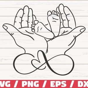 Neugeborene SVG / Hände mit Baby Füßen SVG / Cut File / Kommerzielle Nutzung / Schwangere Frau SVG / Mama und Baby