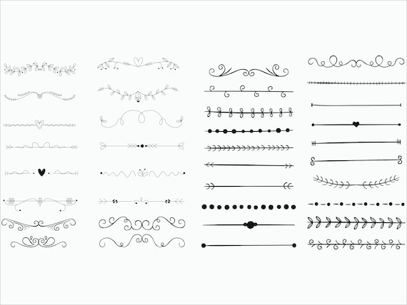 Download 36 X Hand Drawn Text Dividers Page Dividers Svg Png 300 Ppi Eps Page Ornaments Printable