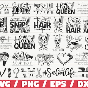 Friseur SVG Bundle / Cut Files / Kommerzielle Nutzung / Cricut / Clip Art / Barber Werkzeuge / Hairstylist SVG / Hair Hustler SVG
