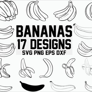 Banane SVG/ Fruits svg/ Clipart banane/ fichiers coupés/ Silhouette/ Cricut/ Vector/ png/ eps/ dxf
