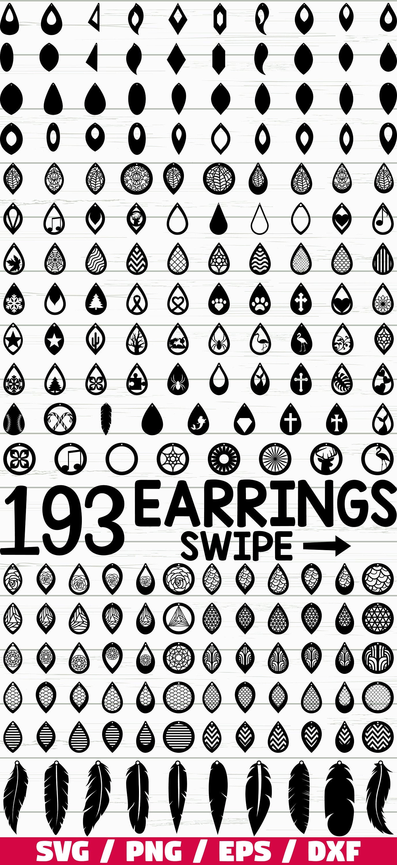 Earrings SVG / Teardrop / Different earrings designs / Leather Earrin…