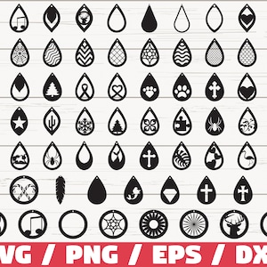 67 Earrings SVG / Teardrop with holes SVG / Pendant SVG / Earrings Bundle / Leather Earring / Cricut/ Cut File / Silhouette / Commercial Use