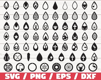 67 Earrings SVG / Teardrop with holes SVG / Pendant SVG / Earrings Bundle / Leather Earring / Cricut/ Cut File / Silhouette / Commercial Use