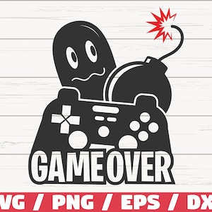ゲームオーバー SVG / ゲーマー SVG / ゲームコントローラー SVG / カットファイル / Cricut / 商用利用 / シルエット