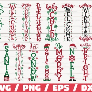 Bundle de signes de porche de Noël SVG / fichier de coupe / Cricut / clipart / usage commercial / décoration de maison de Noël / signe de porche d'hiver SVG