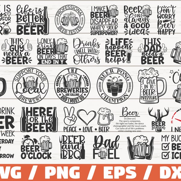 30 Beer Quotes SVG Bundle / Funny Beer Sayings SVG / Cut File / Commercial use / Cricut / Beer Mug SVG / Instant Download