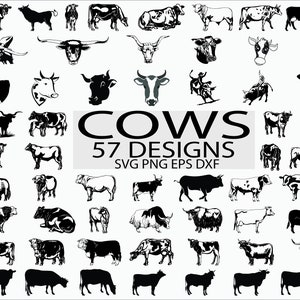 VACHE SVG/ bœuf SVG/ bétail SVG/ vache mignonne/ tête de vache SVG/ taureau SVG/ animaux de la ferme SVG/ clipart/ pochoir/ vinyle coupé fichiers/ fer sur fichiers/ silhouette