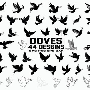 Colombe SVG / Piccione SVG / Pace SVG / Uccello SVG / Decorazioni Colomba / Clipart / Taglia File / Cricut / Silhouette / DXF / Vettore