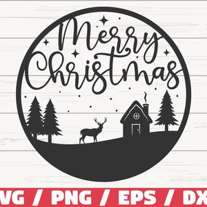 Merry Christmas SVG / Christmas Scene SVG / Cut File / Cricut / Commercial use / Silhouette / Christmas decoration / Christmas Tree SVG