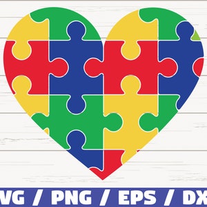 Autism Puzzle Heart SVG / Cut Files / Commercial use / Cricut / Clip art / Printable Vector / Autism Awareness / Autism SVG