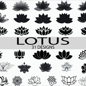 Lotus / SVG / Png300ppi / DXF / EPS / Clipart / Lotus Blume / Blume svg / Lotus Silhouette/ Aufkleber/ Schablone/ Vinyl geschnitten Datei/ Aufbügeln/ Circut