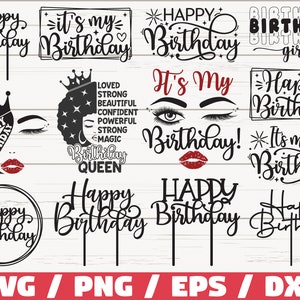 Lot de joyeux anniversaire SVG / SVG de gâteau d'anniversaire / fichier de coupe / Cricut / usage commercial / Silhouette / SVG de fête d'anniversaire / Svg de décoration de gâteau