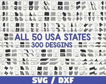 USA States SVG Bundle / 50 States SVG Bundle / Cut Files / Cricut / Clip art / Commercial use / America Svg / States Outline Svg / Home Svg
