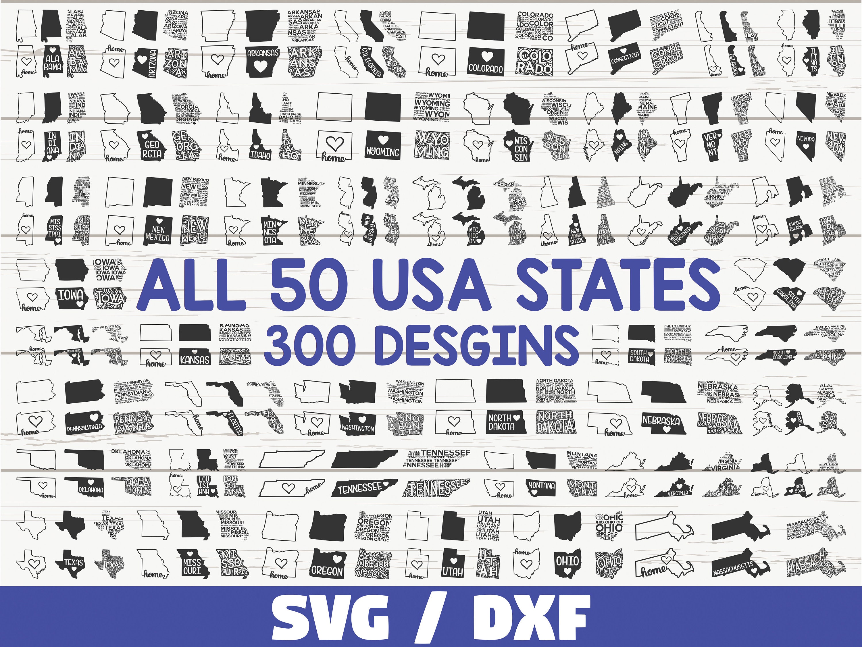 USA States SVG Bundle / 50 States SVG Bundle / Cut Files / Cricut / Clip art / Commercial use / America Svg / States Outline Svg / Home Svg