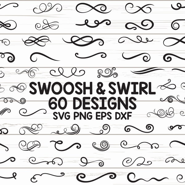 Swirl SVG / Flourish SVG / Swoosh SVG / Stroke Svg / Ornaments Svg / Decorative Svg / Clipart / Silhouette / Cut file / Cricut