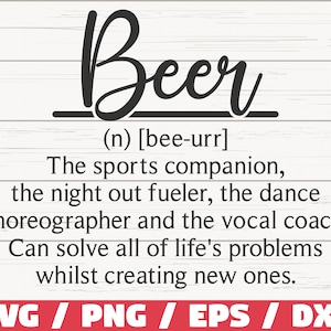 Définition de la bière SVG / fichier de coupe / Cricut / usage commercial / Silhouette / bière SVG / drôle définition SVG