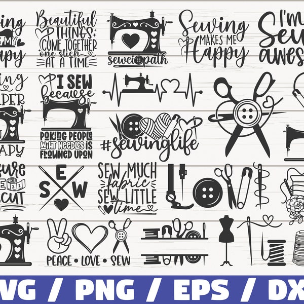 Nähen SVG Bundle / Cut Files / Kommerzielle Nutzung / Cricut / Clip Art / Nähmaschine SVG / Crafting SVG / Love Sewing / Tailor SVG