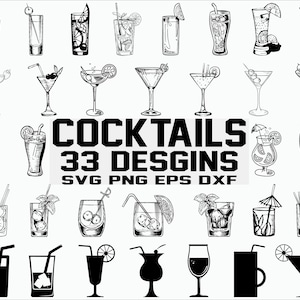 Cocktail SVG/Cocktail Party SVG/Cocktail Clipart/Silhouette/Stencil/File di taglio/Vettore