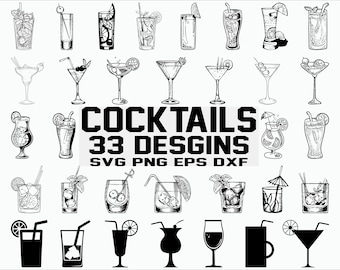 Cocktails SVG/ Cocktail Party SVG/ Cocktail Clipart/ Silhouette/ Stencil/ Cut File/ Vector