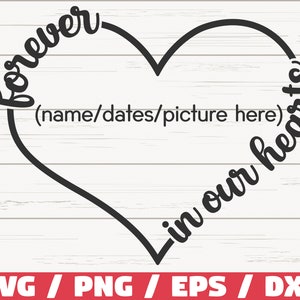 Pour toujours dans nos coeurs SVG / fichier de coupe / Cricut / usage commercial / téléchargement immédiat / Silhouette / In Loving Memory SVG