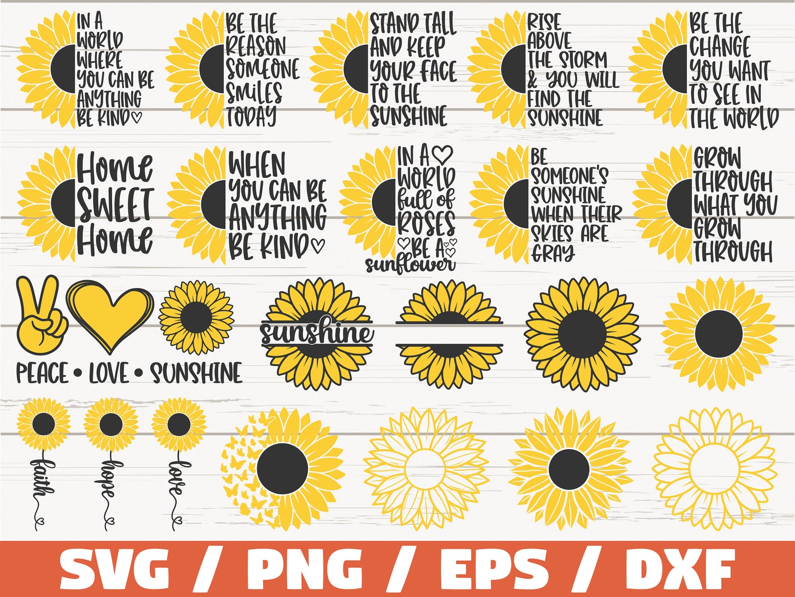 Sunflower SVG Bundle / Cut Files / Clip Art / Commercial Use / - Etsy