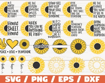 Sunflower SVG Bundle / Cut Files / Clip art / Commercial use / Sunflower SVG/ Motivation  Inspiration Quote / Summer SVG