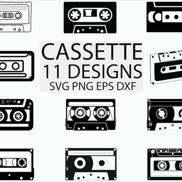 Kassette Svg / retro Svg / Audio-Kassette Svg / Vintage Svg / Clipart / Aufkleber / Schablone / Vinyl / cut Datei / Eps / Png / silhouette / vektor / digital