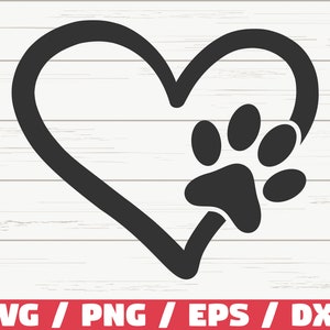 Patte de chat coeur SVG / fichier de coupe / Cricut / usage commercial / Silhouette / maman chat SVG / empreinte de patte SVG