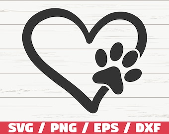 Katttass hjärta SVG / Klipp fil / Cricut / Kommersiell användning / Silhuett / Kattmamma SVG / Paw Print SVG