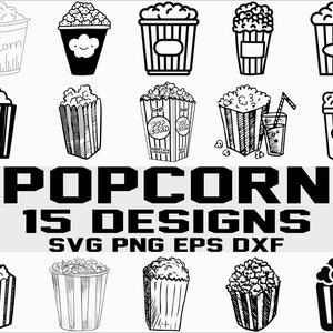 Popcorn in formato SVG/popcorn clipart/cinema in formato SVG/film in formato SVG/clipart/silhouette/decalcomania/stencil/file/file di taglio in vinile/file cricut/file di taglio in formato SVG