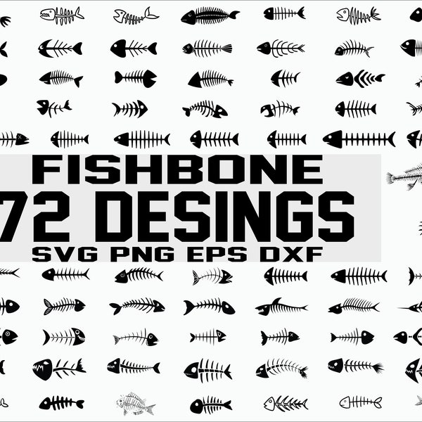 Fish bone svg / fishbone svg / fish skeleton svg / fish svg / fish skull svg / clipart/ decal/ stencil/ vinyl/ cut file/ iron on/ silhouette