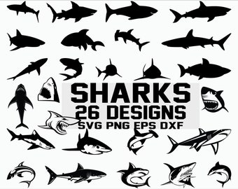Shark SVG/ Shark Silhouette/ Shark Vector/ Clipart/ Printable/ Cut Files/ Cricut// Digital File