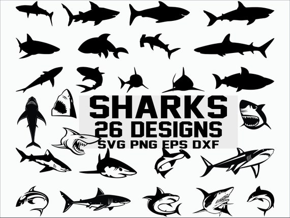 Download Shark Svg Shark Silhouette Shark Vector Clipart Printable Etsy
