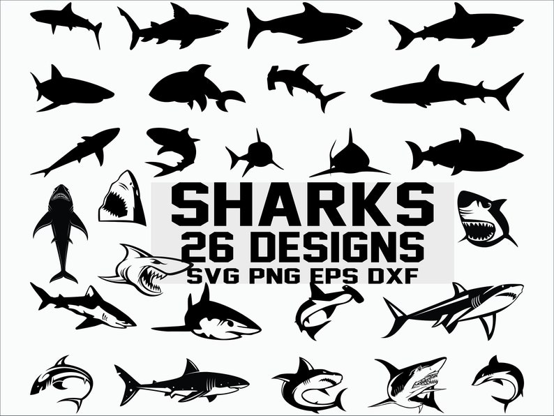 Download Shark SVG/ Shark Silhouette/ Shark Vector/ Clipart ...