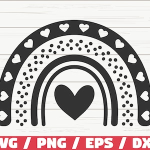 Boho arc-en-ciel SVG / Pastel arc-en-ciel SVG / couper fichier / Cricut / usage commercial / arc-en-ciel dessiné à la main / téléchargement immédiat / coeur SVG